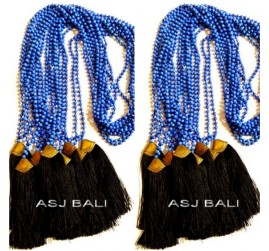 new tassels necklaces bead dark blue stone bronze caps gold